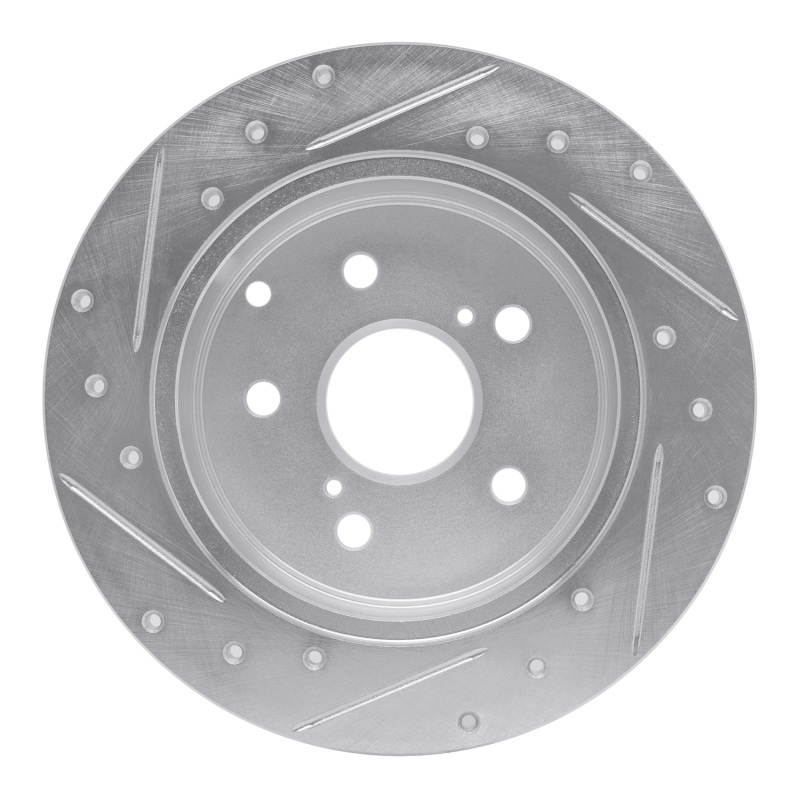 Lexus HS250H Brake Rotor (1) - Rear Right - R1 Concepts - Drilled & Slotted - Silver - `06-`18
